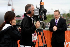 Adrian preparing to live at the London Olympic Park. 